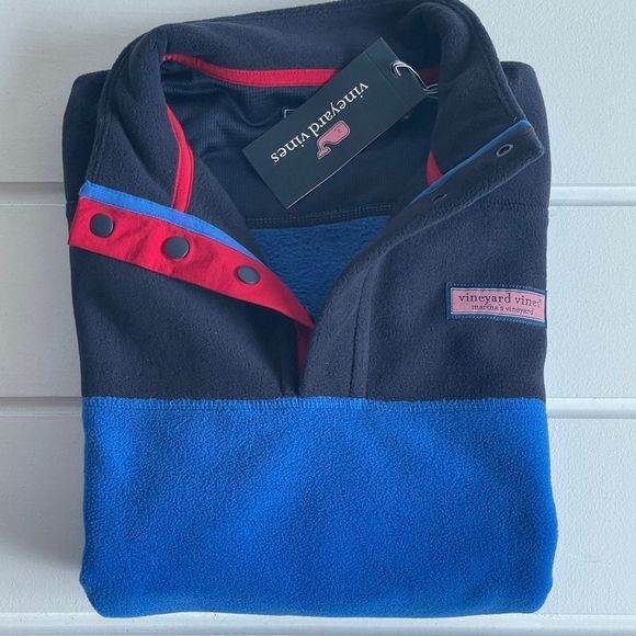 Vineyard Vines Boys' Tide Blue Snap-Placket Harbor Fleece Shep Shirt NWT Large - Picture 5 of 9